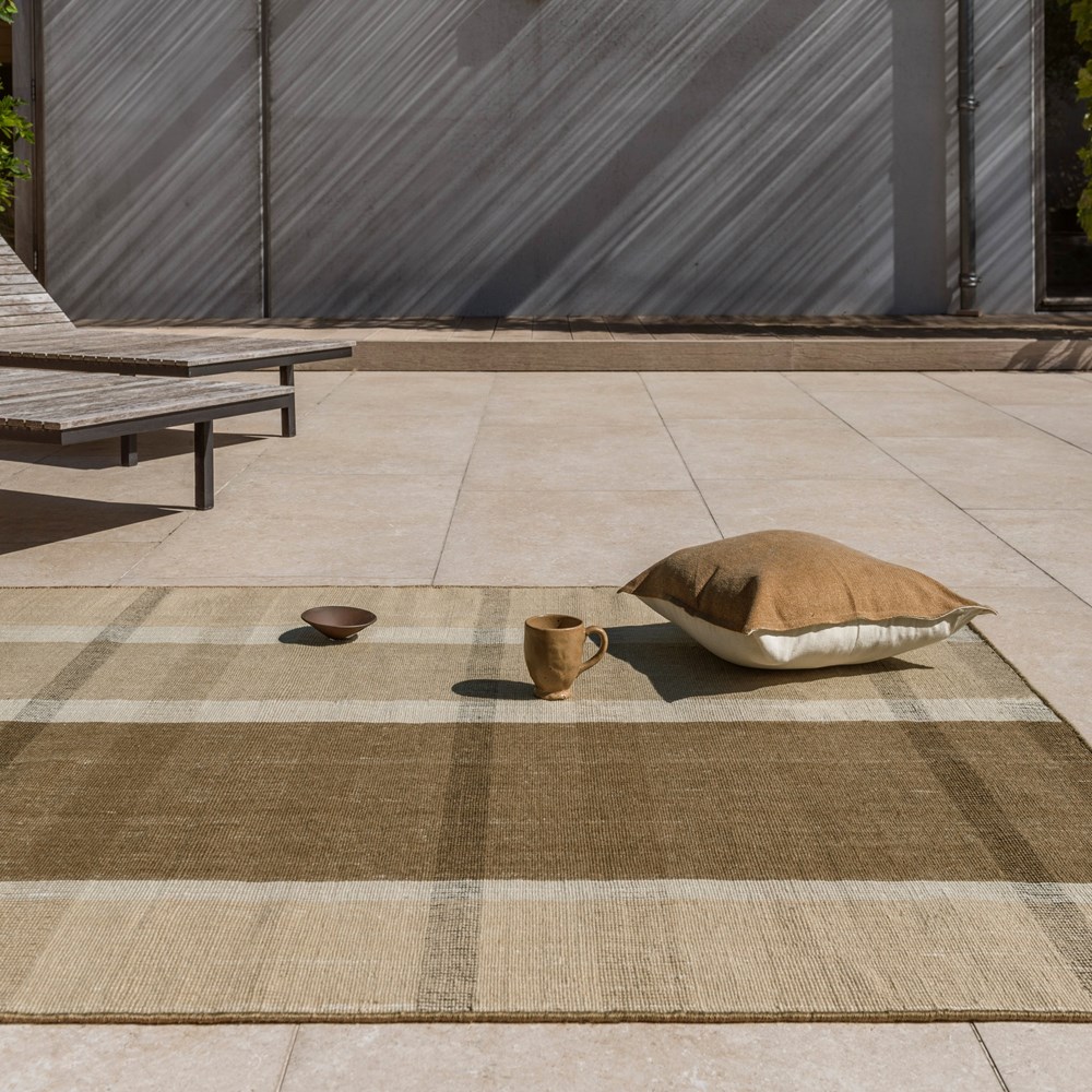 Zona Block Stripe Indoor Outdoor Rug 497501 by Brink & Campman in Cashew